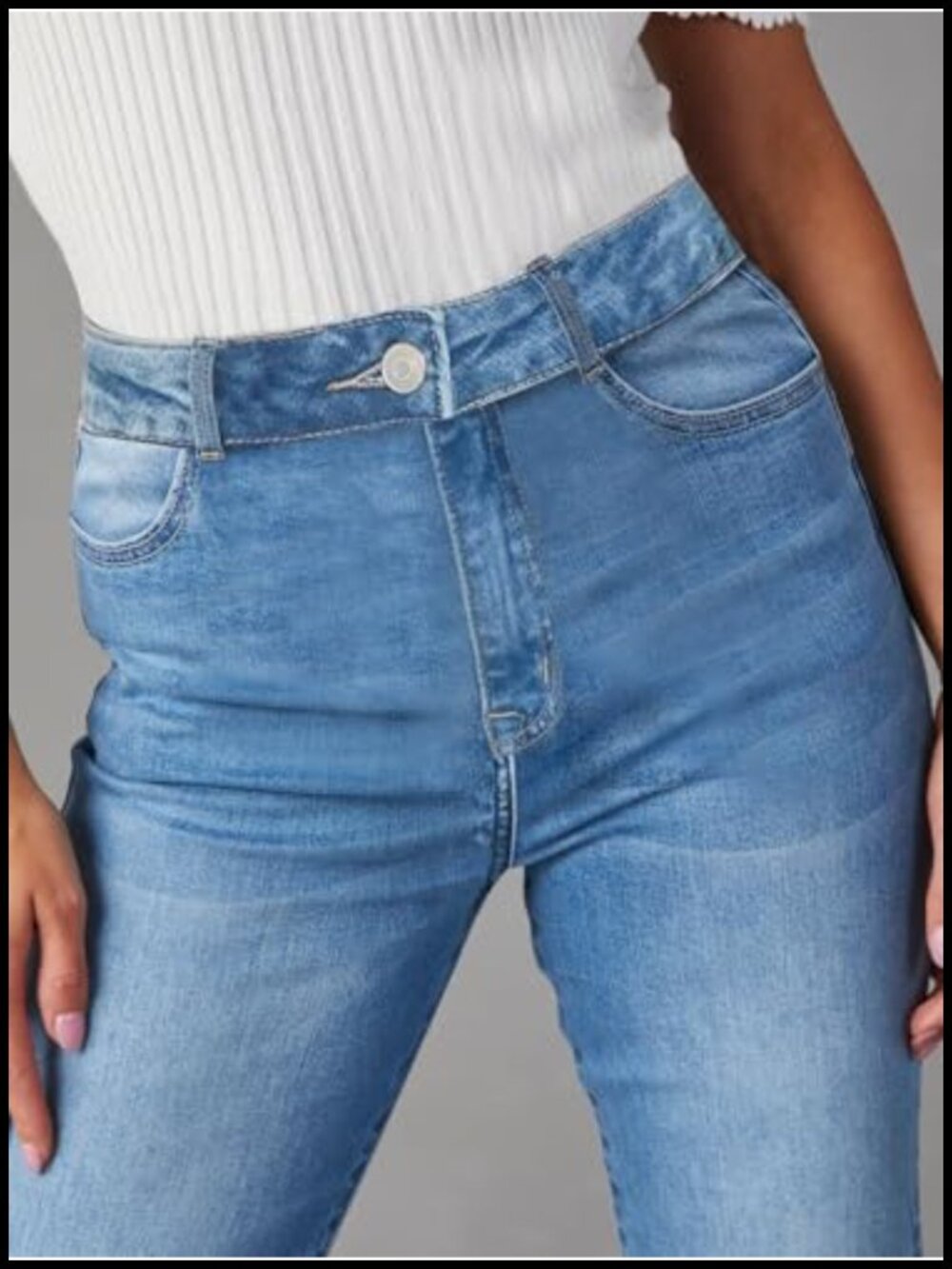 High Waisted Flare Bell Bottom Jeans Wide Leg Stretch Denim Pants - Picture 6 of 6